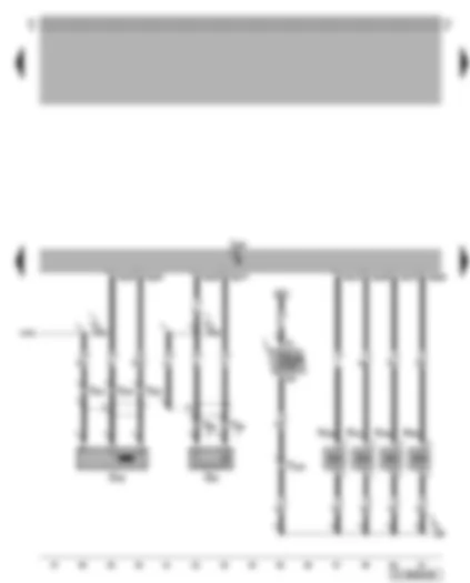 Wiring Diagram  VW NEW BEETLE 2010 - Engine speed sender - knock sensor 1 - Motronic control unit - injectors